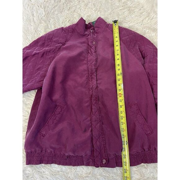 Hunt Club Womens Large Vintage Magenta Pink Silk Quilted Chore Jacket Zip Up - Picture 5 of 11